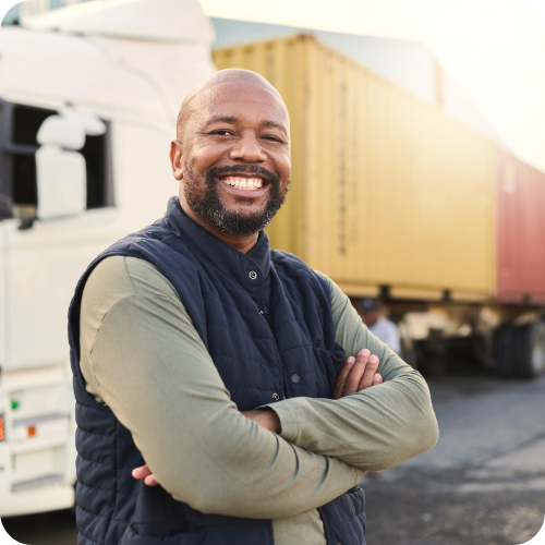 smiley man crossing arms